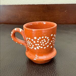 Mini Terracotta Coffee/Tea Mug with White Dots Handcrafted in Mexico